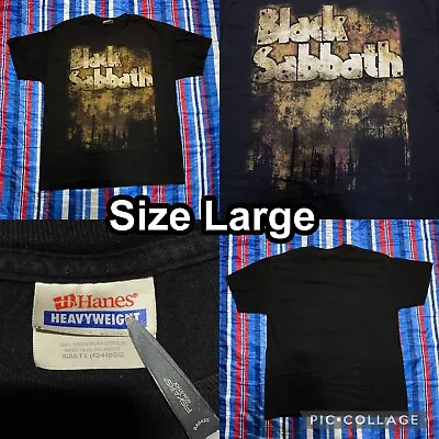 Vintage BLACK SABBATH 2002 Black T-Shirt Size Large Hanes Heavyweight Rock Ozzy • $20