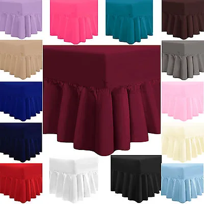 £7.99 • Buy Plain Dyed Fitted Valance Box Bed Sheet  Poly Cotton Percale Frill Bedding