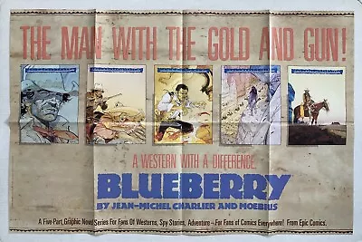 Moebius Blueberry Poster  1989 Epic Comics Promo Charlier 22 X34  New Folded Vtg • $39.99