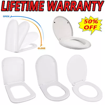 Luxury Toilet Seat Soft Close  O   D   S  Shape White Bathroom Seats Anti Slam • £9.26