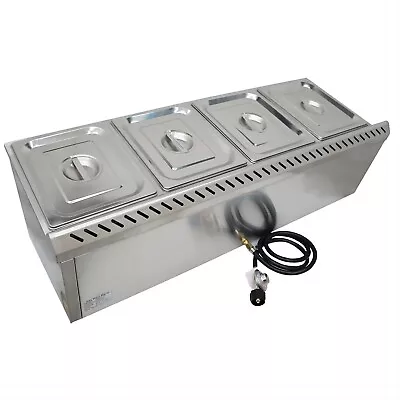 4*1/2Pan LP GAS Food Warmer Steam Table W/Pressure Relief Valve & Protect Lid • $415