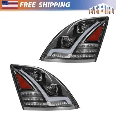 Pair LH&RH Fit For Volvo VNL Headlight Assembly Truck 2004-2015 Full LED Black • $611.99