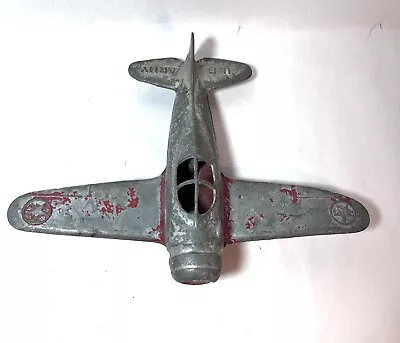 Vintage Hubley Kiddie Toy WWII U.S. Army Fighter Plane Cast Metal • $11