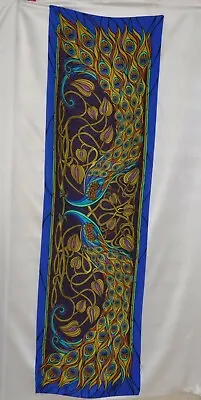 $20.79 • Buy Bob Mackie Wearable Art Peacock Print Oblong Silk Scarf W/Gift Box-- Blue Multi