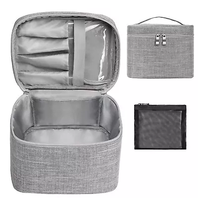 Makeup Bag Travel Cosmetic Bag Case Organizer Pouch With Mesh Bag Brush Holder   • $13.99