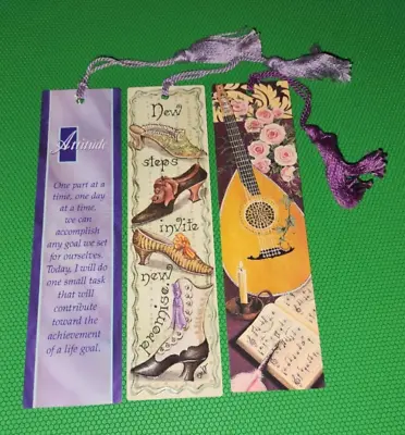 Lot Of 3 Vintage 1990s Quality Artworks Bookmarks Tassel Inspiration & Music • $15