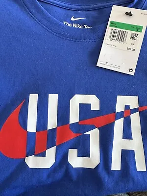 Nike USA Swoosh Bright Blue T-Shirt DH7643-452 Soccer Men XL $30 • $10.99