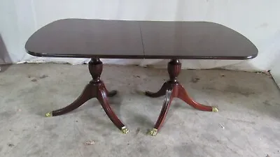 Henkel Harris Dining Room Table Mahogany  Pedestal Claw Feet Leaves • $2400