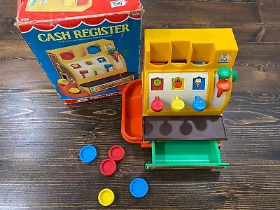 Fisher Price Cash Register Vintage 1974 #926 With 6 Coins And Original Box WORKS • $34.99