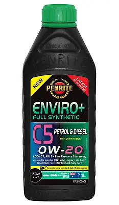 $19.95 • Buy Penrite Enviro+ C5 SAE 0W-20 Synthetic Engine Oil 1L EPLUSC5001 Fits Honda Ci...