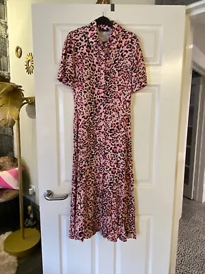 Marks And Spencer Pink Leopard Midi Dress 6 • £8.99