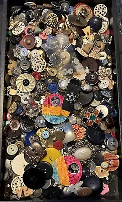 2 Lbs Vintage To Now Button Lot - Metal Plastic Rhinestone Leather Military • $10