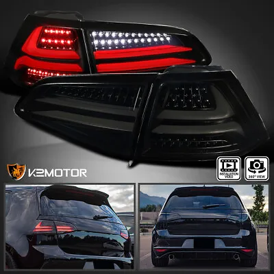 Black/Smoke Fits 2015-2017 Volkswagen Golf GTI LED Tube Tail Lights Brake Lamps • $249.38