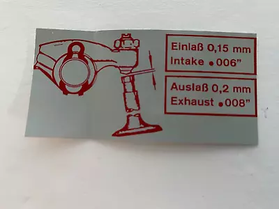 $10 • Buy Porsch 914 Vw Bus Valve Adjustment Sticker For Concours Perfection