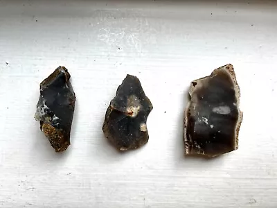 3 Mesolithic Neolithic Microlith Stone Age Flint Tools Scrapers  • $9.95