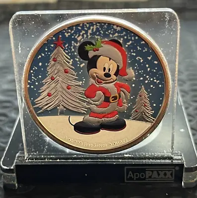 2019 1 Oz .999 Silver $2 Mickey Mouse Christmas - Colorized - Limited Edition! • $89.99