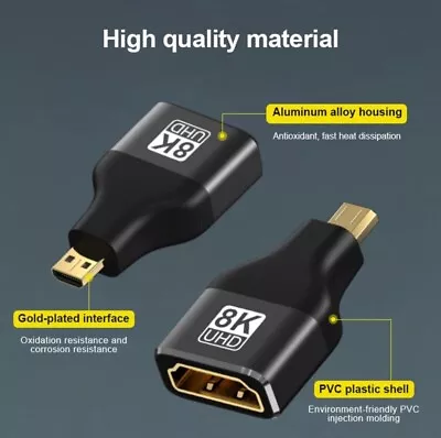 HDMI FEMALE To MICRO HDMI ADAPTER CONVERTER For Tablet Laptop PC ProjectorCamera • £3.90