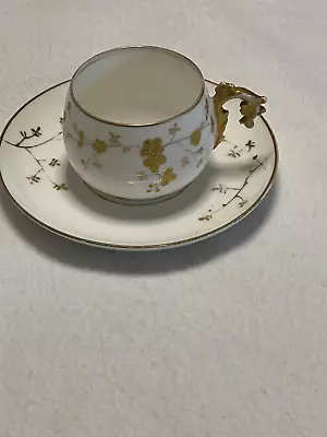 Limoges France Vintage Demitasse Cup And Saucer Set Gold Floral Gold Trim • $14.99