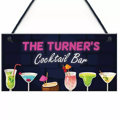 PERSONALISED Cocktail Bar Neon Effect Sign Bar And Pub Decor Home Bar Sign • £4.99