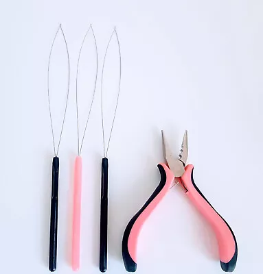 Hair Extension Pliers And Pulling Loop Threader Tool Set Tools For Micro & Nano • £7.99