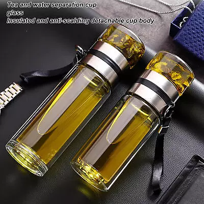 Double Insulated Glass Tea Infuser Stainless Steel Travel Tumbler Water Bottle  • $20.96