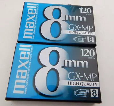2 Pack Maxell 8mm GX-MP 8 120 Blank Sealed Camcorder Videotapes Tapes NEW • $14.99