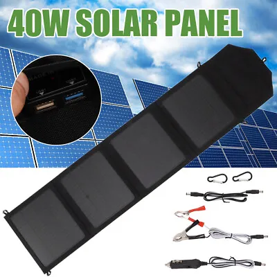 40W Portable Folding Solar Panel Bag Dual USB Charging For Outdoor A • £37.50