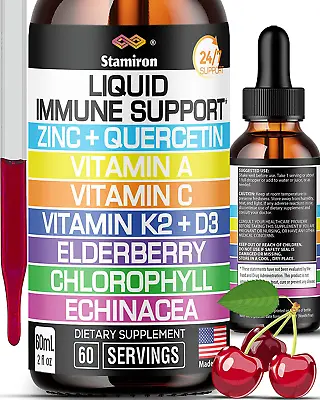Zinc Quercetin Vitamin C D3 Liquid Immune Support With Vitamin A K2 Echinacea Ch • $34.98