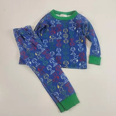 Hanna Andersson Boys Pajamas Peanuts Snoopy 3 Blue • $11.19