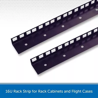 2 X 16U 19 Inch Rack Strip Rails For Rack Cabinets & Flight Cases Pair • £18.99