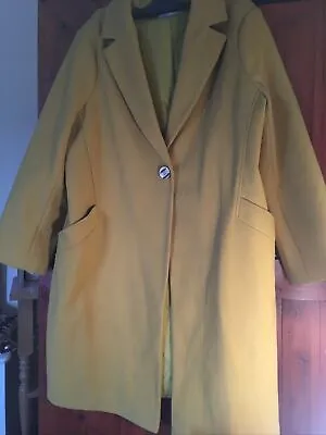 George @ Asda Wool Effect Mustard Ochre Mustard Yellow Coat - Plus Size 24 • £8.99