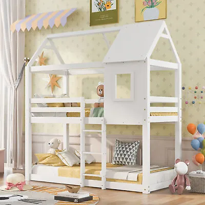 £349.99 • Buy 3FT Bunk Bed Treehouse Cabin Bed Single Bed Twin Sleeper For Kids Children White