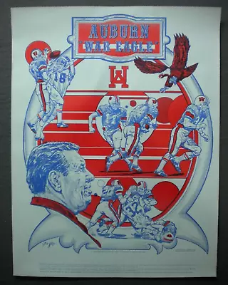 Vintage 1974 Auburn Tigers Shug Jordan Football Poster 70s War Eagle 22x17 AU • $29.99