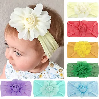 $3.59 • Buy Baby Headband Stretch Chiffon Flower Hairband Newborn Headwraps Hair Accessories