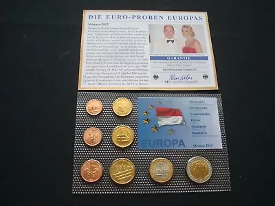 TOP Monaco 2012 Euro Samples Coin Set In Blister + Certificate! KMS! € Sample • $2.74