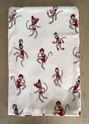 Vermont Country Store Twin Flat Sheet 100% Cotton Flannel Sock Monkey Portugal • $19.99