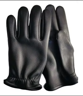 Mens Deerskin Leather Short Wrist Motorcycle Gloves Made In USA • $59