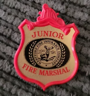 1965 Vintage Hartford Insurance Junior Fire Marshal Red Badge Pin • $18.55