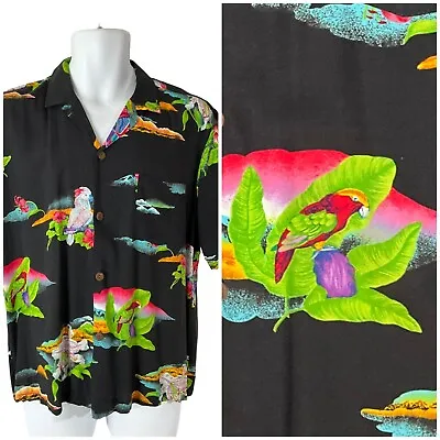 Vintage Hawaiian Parrot Shirt Magnum PI Parrothead Buffet Shirt Pua Hawaii M • $22.50