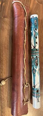 Vintage Japanese Ceramic Flute With Leather Case - With Glue Repair - Working • $47.49