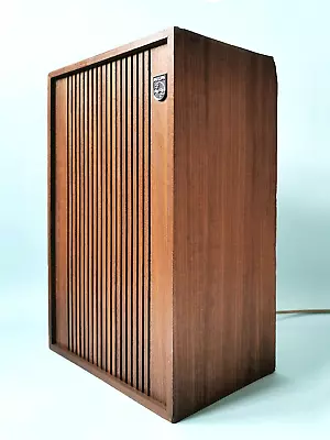 Rare Vtg Mid Century Working Philips Teak Wood Bookshelf Speaker 8 Ohms 1970s • £99.99