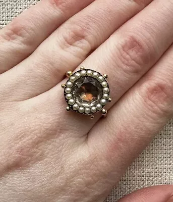 £126 • Buy Georgian/ Victorian Antique 18ct Gold Foil Back Cluster Ring, Seed Pearls
