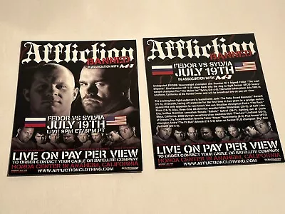 AFFLICTION BANNED 2008 Fedor V Sylvia Fight Lot Of 2 Promo Postcards MMA PPV UFC • $6.39