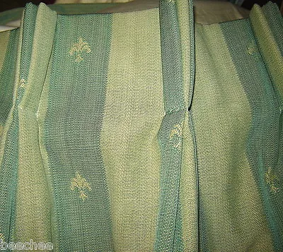 £199.99 • Buy Green Woven Texture Fleur De Lys Very Large Lined And Interlined Pair Curtains.