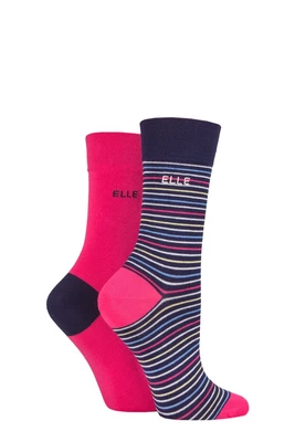 £10.99 • Buy Elle Ladies Bamboo Anklet No Show Knee Regular & Boot Patterned Socks In 2 Pairs