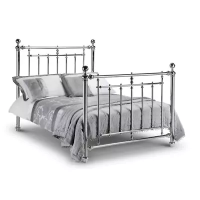 Metal Bed Empress Chrome High Foot End Bed With 2 Size And 4 Mattress Options • £509.99