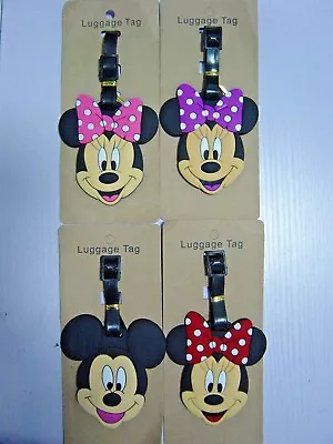 Disney Mickey Mouse Minnie Mouse PVC Luggage Labels Tags Travel Baggage Tags • £3.54