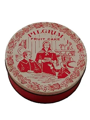 $9.99 • Buy Vintage Pilgrim Fruit Cake Embossed Tin For Thanksgiving Christmas Decor