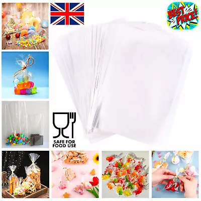 Clear Cellophane Bags Sweet Display Gift Candy Cake Pop Kids Party Treats Cello • £2.79