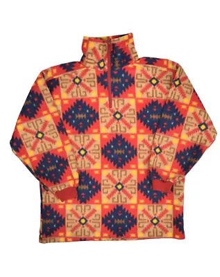 Vintage Cuccini Fleece Jacket Mens L Aztec Navajo Print 1/2 Zip Sweatshirt • $19.22